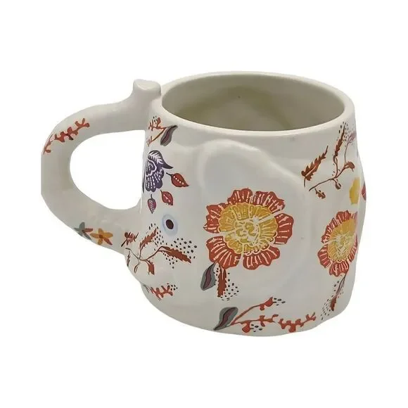 Anthropologie Marisol Elephant Floral Stoneware Mug - Picture 3 of 3